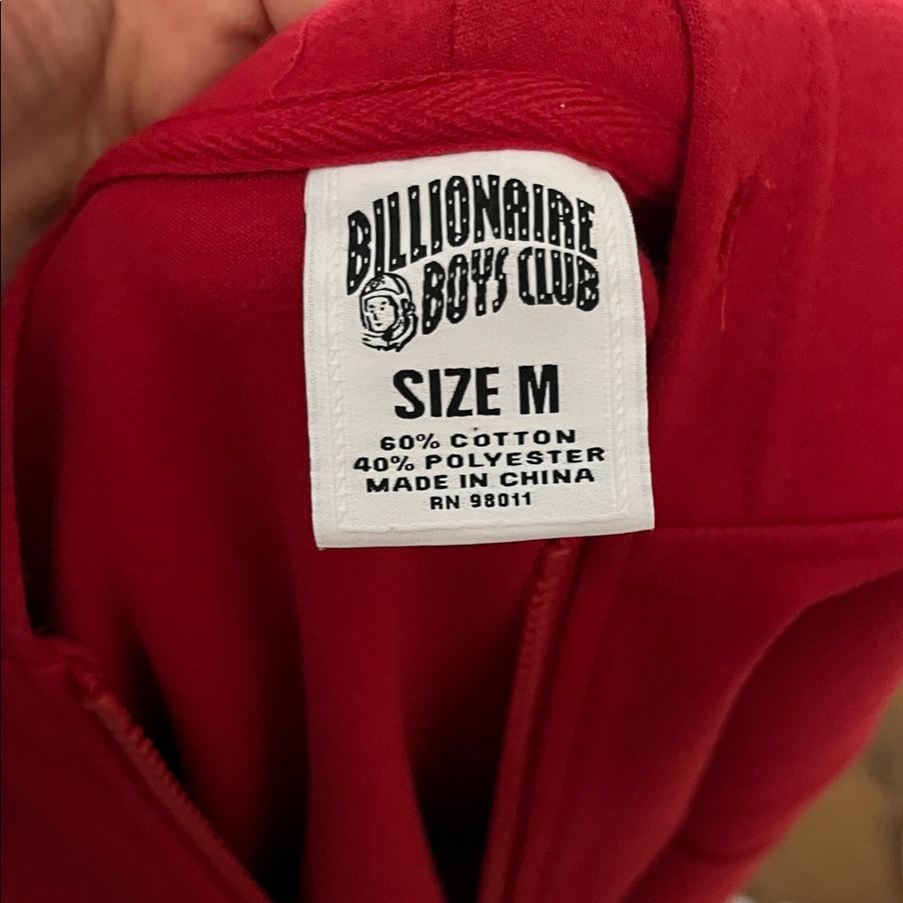 Billionaire Boys Club Red Full Zip Hooded Sweatshirt - Size Medium - Picture 15 of 15